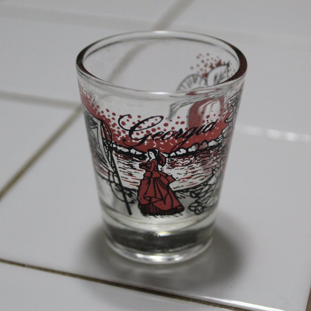 Vintage Georgia State Shot Glass Southern Belle Shot Glass Georgia Peach Whiskey